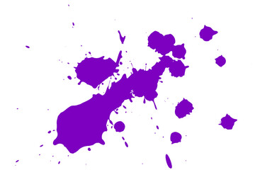 Violet blot on a white background. Spots of ink on a piece of paper.
