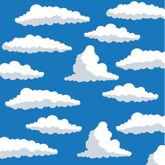 Cloud Pattern Set Background. Social Media Post. Vector Illustration.