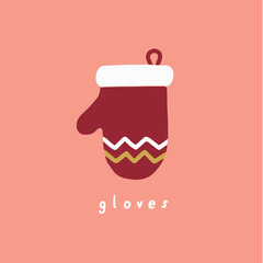 Christmas Gloves Symbol. Social Media Post. Christmas Vector Illustration.