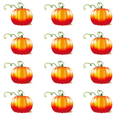 Halloween orange pumkin collage on white background