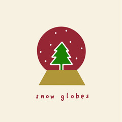 Snow Globe Symbol. Social Media Post. Christmas Vector Illustration.
