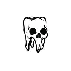 Tooth Skull Symbol. Tattoo Design. Vector Illustration.