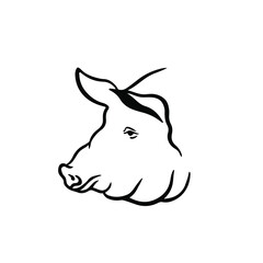 Pig Symbol. Tattoo Design. Vector Illustration.