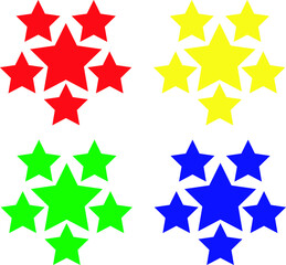 Stars arrow icon. Vector stars. Different color. Red, yellow, green, blue colour. Isolated on a white background
