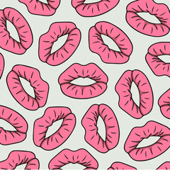 Sexy Lip Pattern Background. Social Media Post. Vector Illustration.
