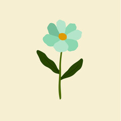 Blue Flower Symbol. Social Media Post. Floral Vector Illustration.
