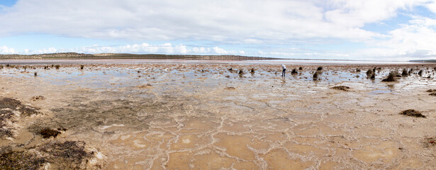 Pink Lake at Geraldton in Western Australia.