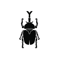 Beetle Logo Symbol. Stencil Design. Tattoo Vector Illustration.