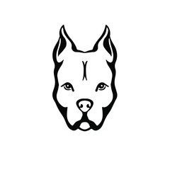 Pitbull Head Logo Symbol. Stencil Design. Tattoo Vector Illustration.