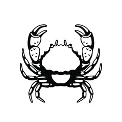 Crab Logo Symbol. Stencil Design. Tattoo Vector Illustration.