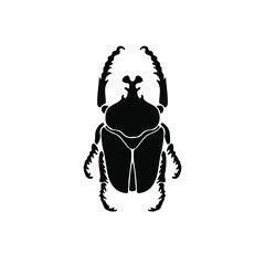 Beetle Logo Symbol. Stencil Design. Tattoo Vector Illustration.