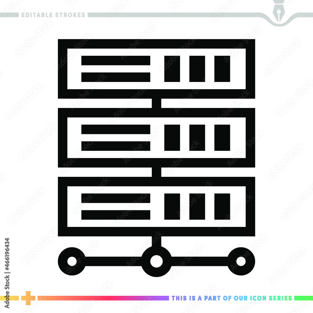 Aufkleber editable line icon of data server as a customizable black stroke eps vector graphic.