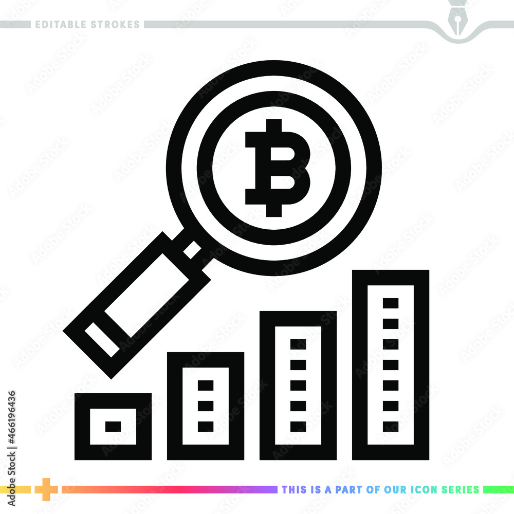 Poster editable line icon of blockchain trend as a customizable black stroke eps vector graphic.