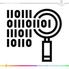 Editable line icon of data mining as a customizable black stroke eps vector graphic.