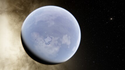 Abstract planets and space background 3d illustration