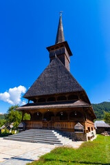 Monastery from Maramures villages, from Romania, with traditional and specifically Romanian wooden architecture