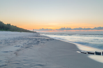 Baltic sea on Hel peninsula during sunset.