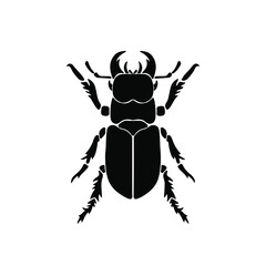 Beetle Logo Symbol. Stencil Design. Tattoo Vector Illustration.