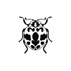Lady Beetle Logo Symbol. Stencil Design. Tattoo Vector Illustration.