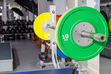 equipment for strength training in the fitness room