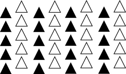Black triangles pattern. Vector background with stroke. Isolated on white background