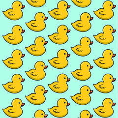 Rubber Duck Pattern. Social Media Post. Vector Illustrations.