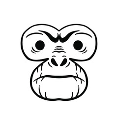 Black Ape Head Logo on White Background. Tattoo Design Stencil Vector Illustration.