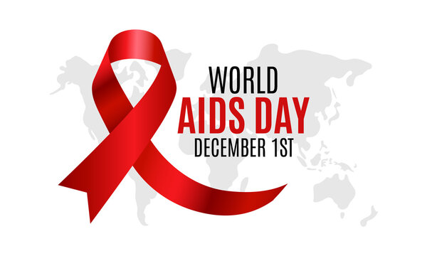 World Aids awareness day. Banner with red ribbon