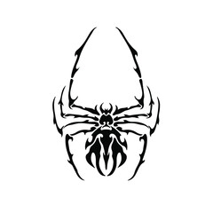 Black Tribal Spider Logo on White Background. Tattoo Design Stencil Vector Illustration.