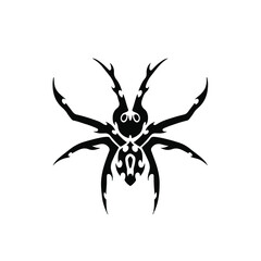 Black Tribal Spider Logo on White Background. Tattoo Design Stencil Vector Illustration.