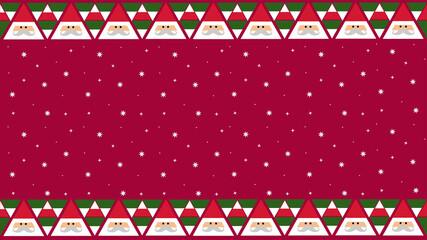 Christmas background with an ornament of Santa and stars.Vector illustration.