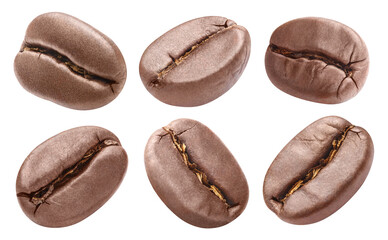 Set of coffee beans, isolated on white background