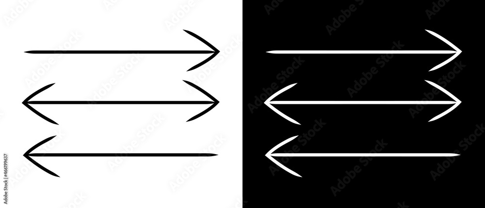 Poster black and white double arrow icon. right and left arrow icon outline and linear vector sign symbol. 