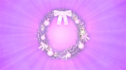 beautiful decorated new year wreath colorful backdrop - object 3D rendering