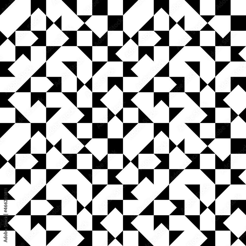 Poster Black and white angular mosaic. Vector with simple minimal style mosaic.