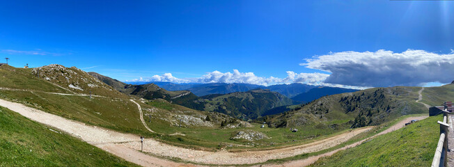 Panorama of Mount Baldo viewed from the west. Italian Alps. Europe. 