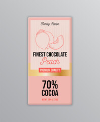 Peach Chocolate Label Design. Hand Drawn Illustration
