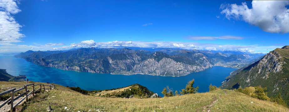 Panoramic view from Mount Baldo looking west to Lake Garda. Northern Italy, Europe. © eugen_z