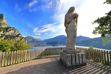 View of Riva del Garda from Pregasina. Trentino, northern Italy, Europe.