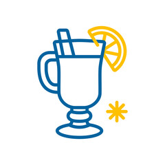 Mulled wine with orange slice and cinnamon stick