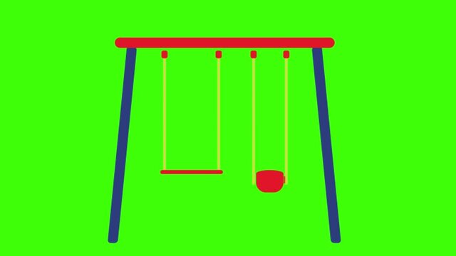 A 2D animated illustration of a swing on a green screen