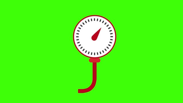 A 2D animated illustration of a gas measurement device on a green screen