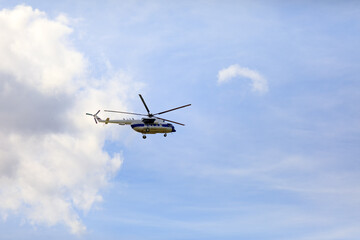 Fototapeta na wymiar civil aviation transport helicopter in flight