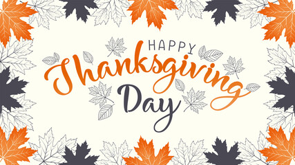 Hand drawn Happy Thanksgiving Day Background. Vector illustration.