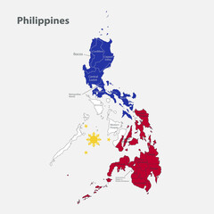 Map of the Philippines in the colors of the flag with administrative divisions vector