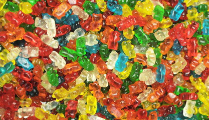 Fototapeta na wymiar Delicious colorful jelly candies on background 