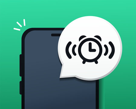 Wake up time settings. Alarm reminder on smartphone. Illustration vector