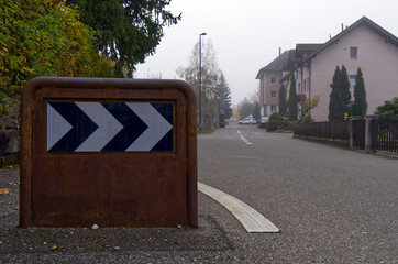 Rusty road obstacle in a 30 zone
