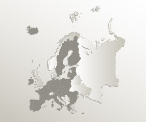 Fototapeta na wymiar European Union map, separates Europe states, card paper 3D natural blank