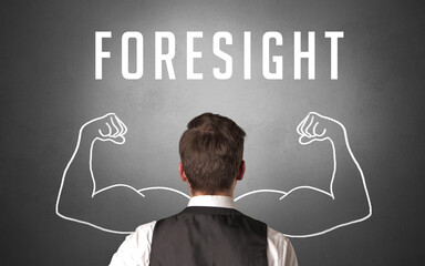 Rear view of a businessman, powerfull business concept